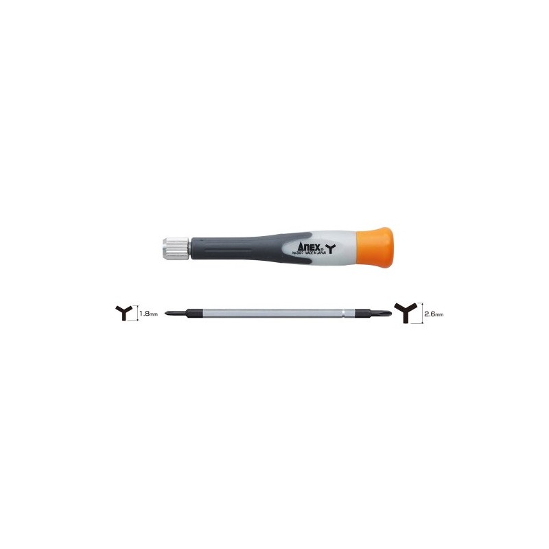Anex Special Precision Screwdriver, Replaceable, Y Type, 0.07 x 0.1
