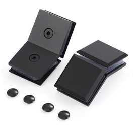 Ranbo Square Frameless Glass Clamp Connector/Shower Door Fixed Panel/Glass-to-Glass Corner Clamp,304 Stainless Steel,for 5/16" - 1/2" (8-12 mm) Thickness Glass,2 PC,Matte Black