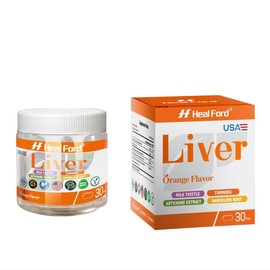 Heal Ford Milk Thistle Liver Detox & Colon Cleanse, Natura!Liver Health Support with Kudzu Root, Turmeric, inositolMethionine,Vitamin C,30 tablet, One pill a day, 30-daysupply, individually packaged, easy to carry, Orange flavor Healthcare Supplement