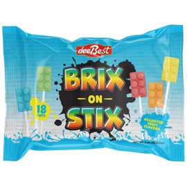 Bricks On Stix | Brick Building Party Lollipop Suckers | Assorted Fruit Flavors Candy | 18 Count | Great for Birthday Parties, Holiday Giveaways, Party Favors, School Treats