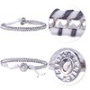 KELITCH Silver-Plated Metal Nugget Bead White Leather Wrap Bracelet
