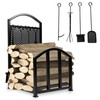 HECASA Firewood Rack with Fireplace Tools Set Indoor Fireplace Wood