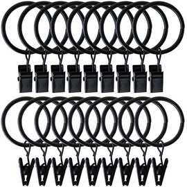 50 Pack Metal Curtain Rings with Clips Black Decorative Drapery Rustproof Vintage Curtain Ring with Clip Vintage Black