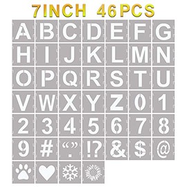 YEAJON 46 Pcs Letter Stencils Symbol Numbers Craft Stencils, Reusable Alphabet Templates Interlocking Stencil Kit for Painting on Wood, Wall, Fabric, Rock, Chalkboard, Sign, DIY Art Projects(7 Inch)