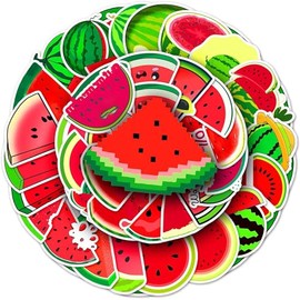 50 Packs Watermelon Stickers Water Bottles Laptop Phone Computer Guitar Skateboard Hydroflasks Cute Fruit Vinyl Sticker Waterproof Aesthetic Trendy Decals for Kids Teens Girls Adults