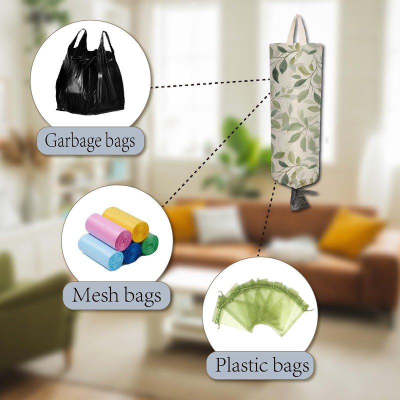 CRASPIRE 2Pcs Green Leaves Plastic Grocery Bag Holder with 4Pcs