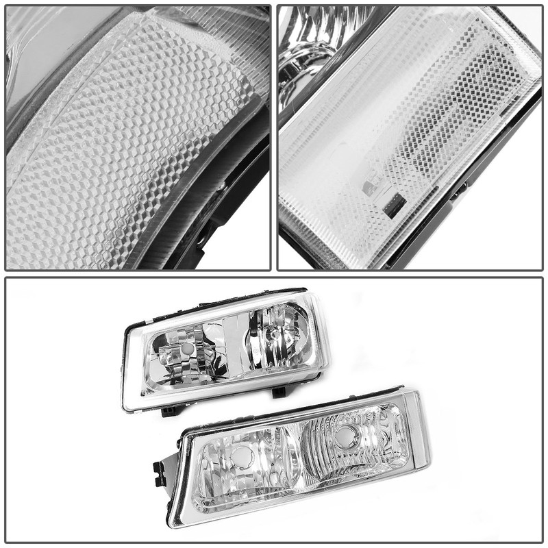 DNA MOTORING Pair Headlight Assembly Compatible with 2003-2006 Chevy Silverado