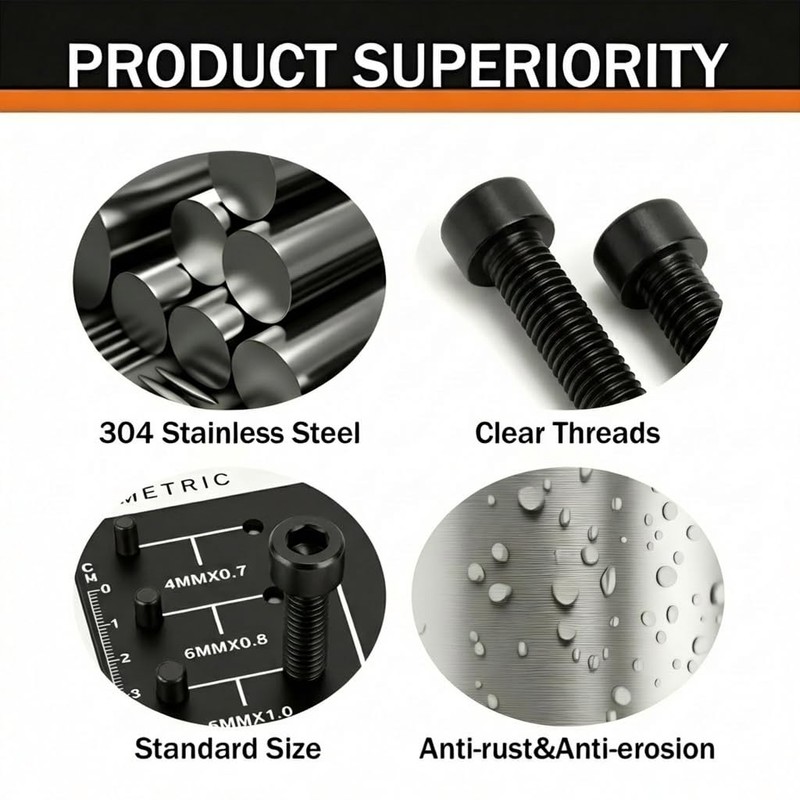 1/4 x 1/2 (30 Pack) Socket Head Cap Screws, Black