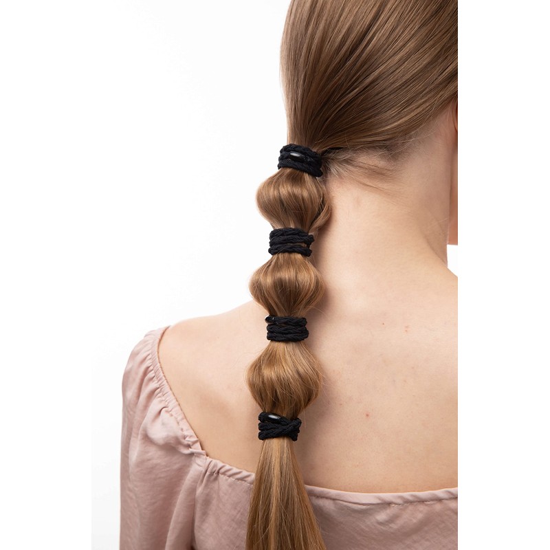 Nekava Hair Bobbles Black - Original Hair Bands 6 Braided
