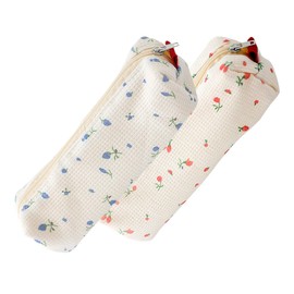 ABOOFAN 2pcs Floral Pencil Case Zipper Pouch Stationery Cosmetic Bag for Students Teachers Office Compact Design for Pens Pencils Makeup Blue Pink