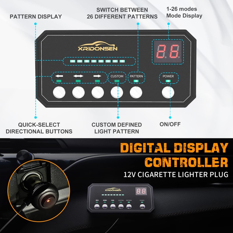 XRIDONSEN 35 inch Traffic Advisor Light Bar 144 LED White