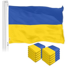 G128 10 Pack: Ukraine Ukrainian Flag | 2x3 Ft | LiteWeave Pro Series Printed 150D Polyester | Country Flag, Indoor/Outdoor, Vibrant Colors, Brass Grommets