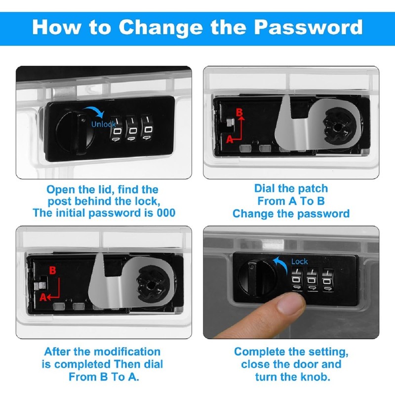 GLOQESEN 2 Pack Lock Box, Lockable Storage Box for Food/Snack/Medicines/Phone，Lock