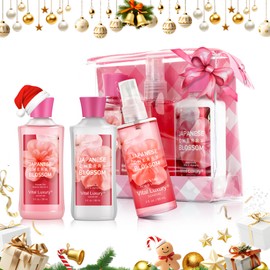 Vital Luxury Bath and Body Gift Set for Women and Girls, Japanese Cherry Blossom Spa Set With Natural Extracts-Shower Gel, Body Lotion, Body Mist, Body Care Travel Set for Birthday Mother's Day Gifts