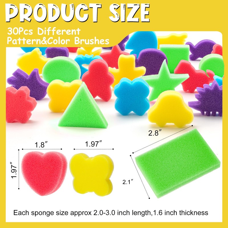 30Pcs Sponge Painting Shapes, Painting Craft Sponge with Different Shape,