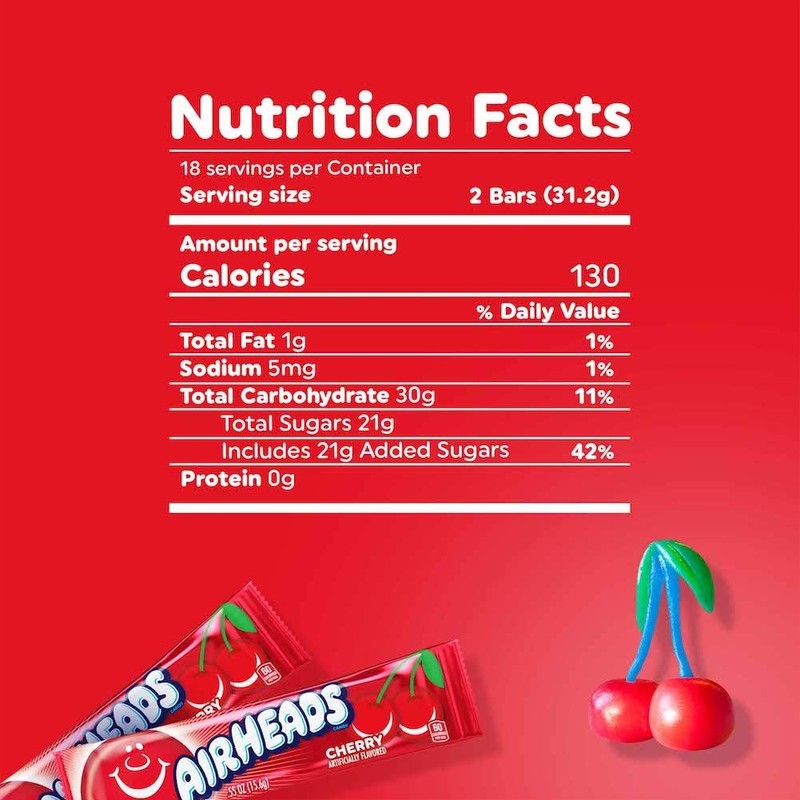 Airheads Full-Size Candy Bars, Taffy Candy Bulk Pack, Individually Wrapped,