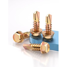 M5.5 * 32(100pcs Stainless Hex Washer Head Self Drilling Screws, zinc Full Thread Sheet Metal Tek Screws