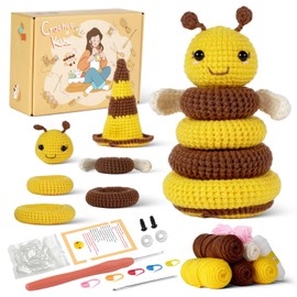 YESJOLI Crochet kit for Beginners, Crochet Animal Kits,Crocheting kit for Starters with Step-by-Step Video, Beginner Crochet kit for Adults Kid Women, Crafts bee