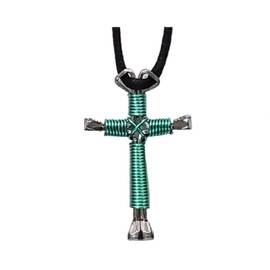 Show Me Country Turquoise Hand Made Horseshoe Nail Cross Necklace Made in The USA