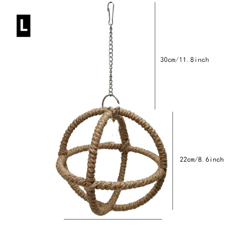 Parrot Globe Rope Swing Parrot Stand Perch Toy Portable (Large,