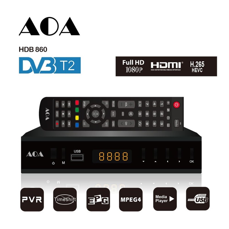 AOA HDB860 FHD DVB-T2 H.265 PVR Media Play Set Top