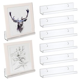 6 Pack 12 Inch Acrylic Vinyl Record Wall Mount Shelf, Clear Acrylic Album Record Holder, Floating Shelves Display Collection Picture Ledge Bookshelf for LP Storage Display (Clear, 12 Inch)