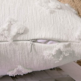 MIULEE Set of 2 Christmas Decorative Throw Pillow Covers Rhombic Jacquard Pillowcase Soft Square Cushion Case for Couch Sofa Bed Bedroom Living Room, 16x16 Inch, White