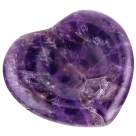 KYEYGWO Amethyst Reiki Healing Crystal Worry Stone, Heart Thumb Stone Pocket Palm Trees Pocket Stones Worry Stone Massage Stones for Meditation, Stress Relief, Worry Stone Decompression
