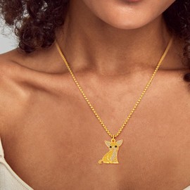 AENEAS Chihuahua Necklace Gold Colored Sterling Silver Dog Pendant Jewelry Gift for Women Puppy Lover Dog Moms, 20'' Adjustable Chain
