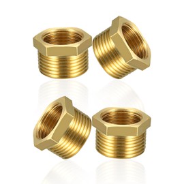 YOUZMY Brass Reducer 1/2 to 3/8 Inch Adaptor (AG Diameter 20 mm x Inner Thread Diameter 15 mm), Male Thread to Female Thread Nipple, Thread Fitting for Water Pipes (1/2 Inch to 3/8 Inch) Pack of 4