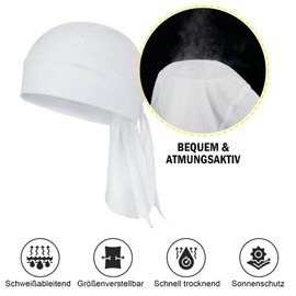 MELASA Cooling Durag Bandana Cap Hat Absorbs Sweat Headscarf Underhelmet Breathable Bicycle Headgear Running Hat Headscarf Men Cycling Motorcycling, White