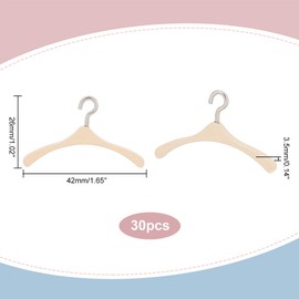 AHANDMAKER 30 Pieces Miniature Clothes Hangers, Small Burlywood Miniature Wooden Clothes Hangers, Garment Rack Dress Up Rack for Miniature House Dollhouse Decor, 1.65x1.02 Inch