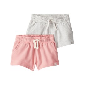 little planet by carter's Baby 2-Pack Shorts Made with Organic Cotton, Gray Heather, Pink