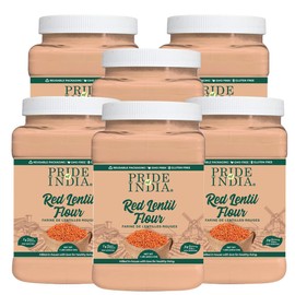 Pride of India - PACK of 6 - Red Lentil Flour 1 lbs (454 gm) Hint of Sweetness Slightly Nutty Earthy Flavor Freshly Milled in Small Batches | Used for Cooking Baking Thickening Coating