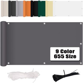 MENGH Balcony Privacy Screen, No Drilling, (315 Sizes and 6 Colours), Wind and UV Protection, 160 g/m², with Mounting Accessories, 100% Polyester, for Balcony Railing, Patio and Garden