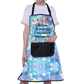 BNQL Painting Artist Apron with Pockets Artist Painter Gifts Art Lover Gift for Art Teacher Apron Painter Apron (believe in yourself APRON)