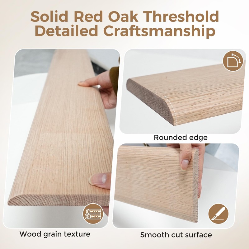 SFNSM Natural Wood Door Threshold for Doorways, Non-Slip Solid Red