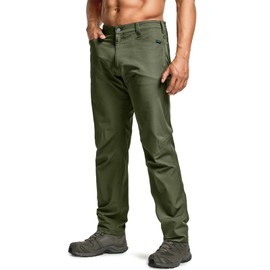 CQR Men's Quick Dry Tactical Pants, Water Resistant Outdoor Pants, Lightweight Stretch Cargo Work Hiking Pants, Rocky Z Fuscous Green, 34W x 34L