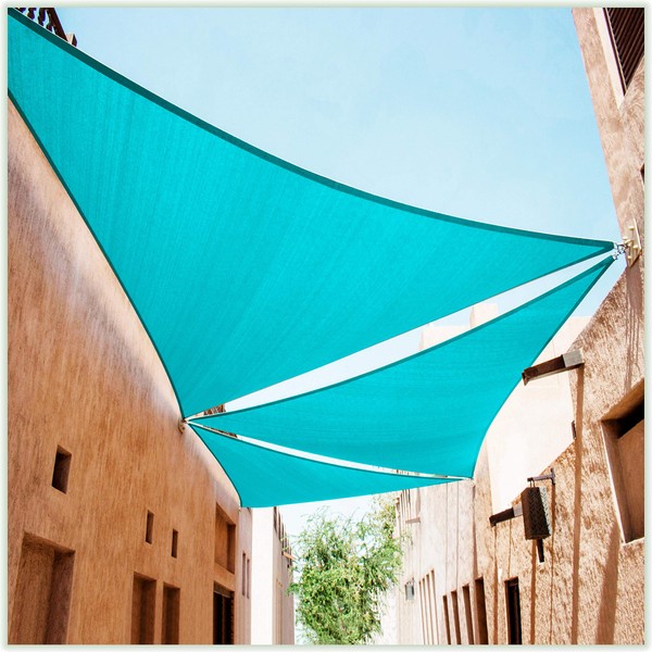 ColourTree 24' x 24' x 24' Turquoise Triangle Sun Shade Sail Canopy Awning Fabric Cloth Screen - UV Block UV Resistant Heavy Duty Commercial Grade - Outdoor Patio Carport - (We Make Custom Size)
