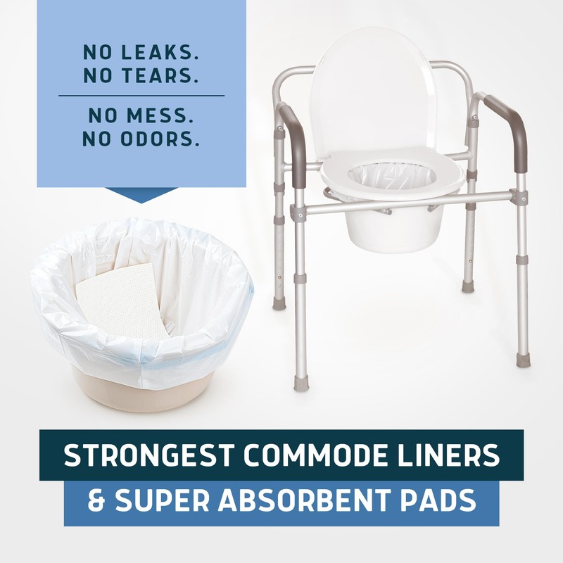 Lunderg Commode Liners with Absorbent Pads - Value Pack Medical
