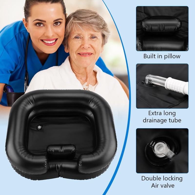 Inflatable Shampoo Basin, Portable Wash Hair in Bed with Inflatable