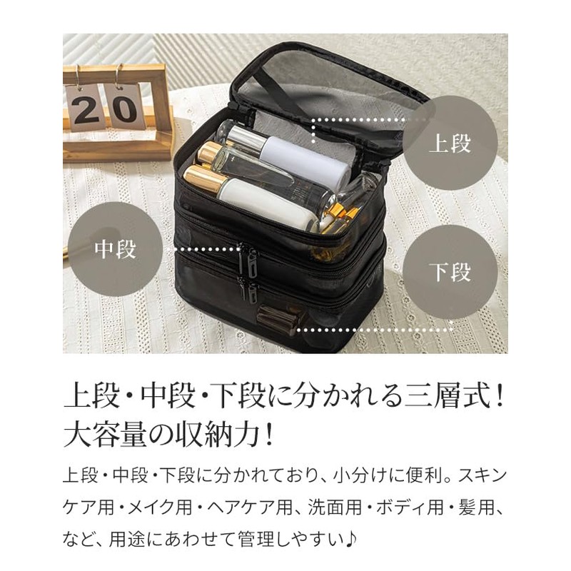 Suitcase Company GPT Mesh Vanity Pouch, 3 Tiers with Handle,