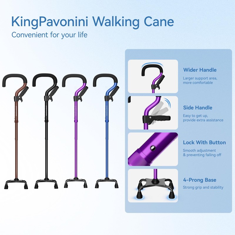 KingPavonini Canes for Women/Men with Second Handle, Foldable & Adjustable