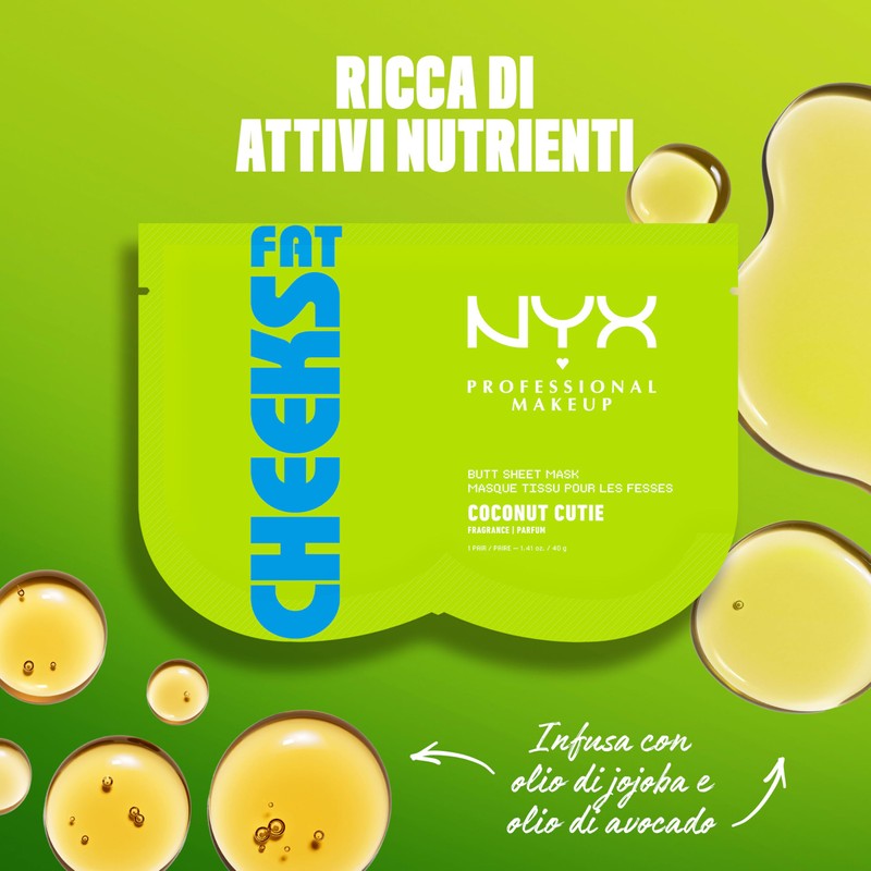 NYX Professional Makeup Fat Cheeks Butt Mask, Maschera Glutei, Infusa