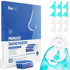 FireAnt FireAnt 100 Saline Packets and 12 Reusable Saline Pods Refills Set, Compatible with Navage Nasal Care - Includes 100 Count Salt Packets Sinus Rinse + 12 Pack Silicone Salt Pads Refill in White & Blue