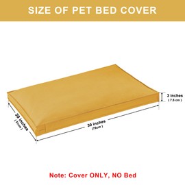 VENESSCO Dog Bed Covers Replacement Washable, Waterproof Dog Bed Cover with Zipper, 30Lx20Wx3H inch Durable Oxford Pet Bed Cover for Outdoor/Indoor Use, Cover Only, Yellow
