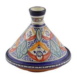 Moroccan Handmade Serving Tagine Exquisite Ceramic With Vivid colors Original Medium 10 inches Across