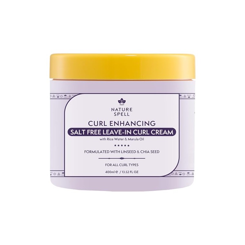 Nature Spell Curl Leave-In Cream, Salt Free Formula for Definition,