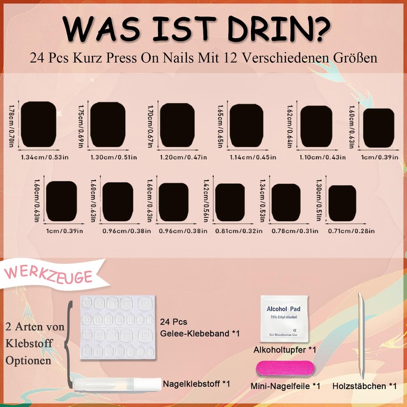 24 Stück Press on Nails Rot - Reine Farbe Kunstnägel