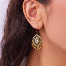 Indian Jewelry Set for Women with Necklace and Dangling Jhumka Earrings Traditional Ethnic Outfit Accessories Elegant Gift